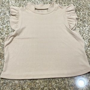 Cropped ruffle sleeved top